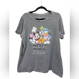 Disney Gray Tee with Mickey & Friends Graphic